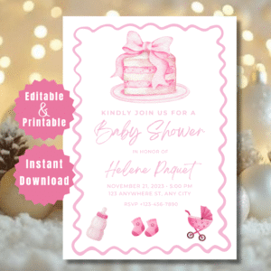 Pink Doodle Baby Shower Invitation