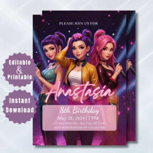 Pop Star Music Birthday Invitation