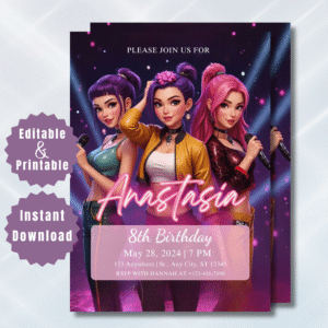Pop Star Music Birthday Invitation