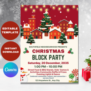 Editable Christmas Block Party Invitation