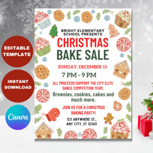 Christmas Bake Sale Flyer | School Fundraiser Poster