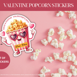 Valentine Popcorn Stickers For Popcorn Bags