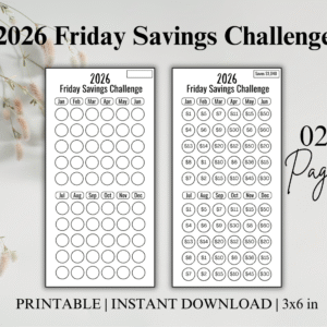 2026 Friday Savings Challenge | Save $820 Printable