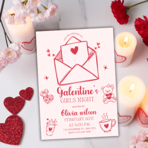 Galentines Party Invitation | Pink Valentine’s Brunch Invite
