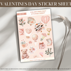Valentine’s Day Sticker Sheet | Cute Love Planner Stickers