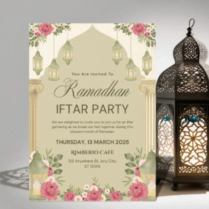 Ramadan Iftar Invitation | Elegant Floral Islamic Invite