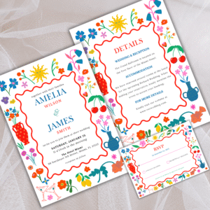 Editable Floral Wedding Invitation Suite