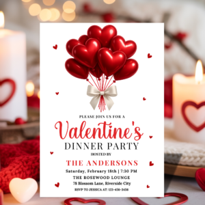 Valentine's Day Party Invitation | Coquette Birthday Heart Invite