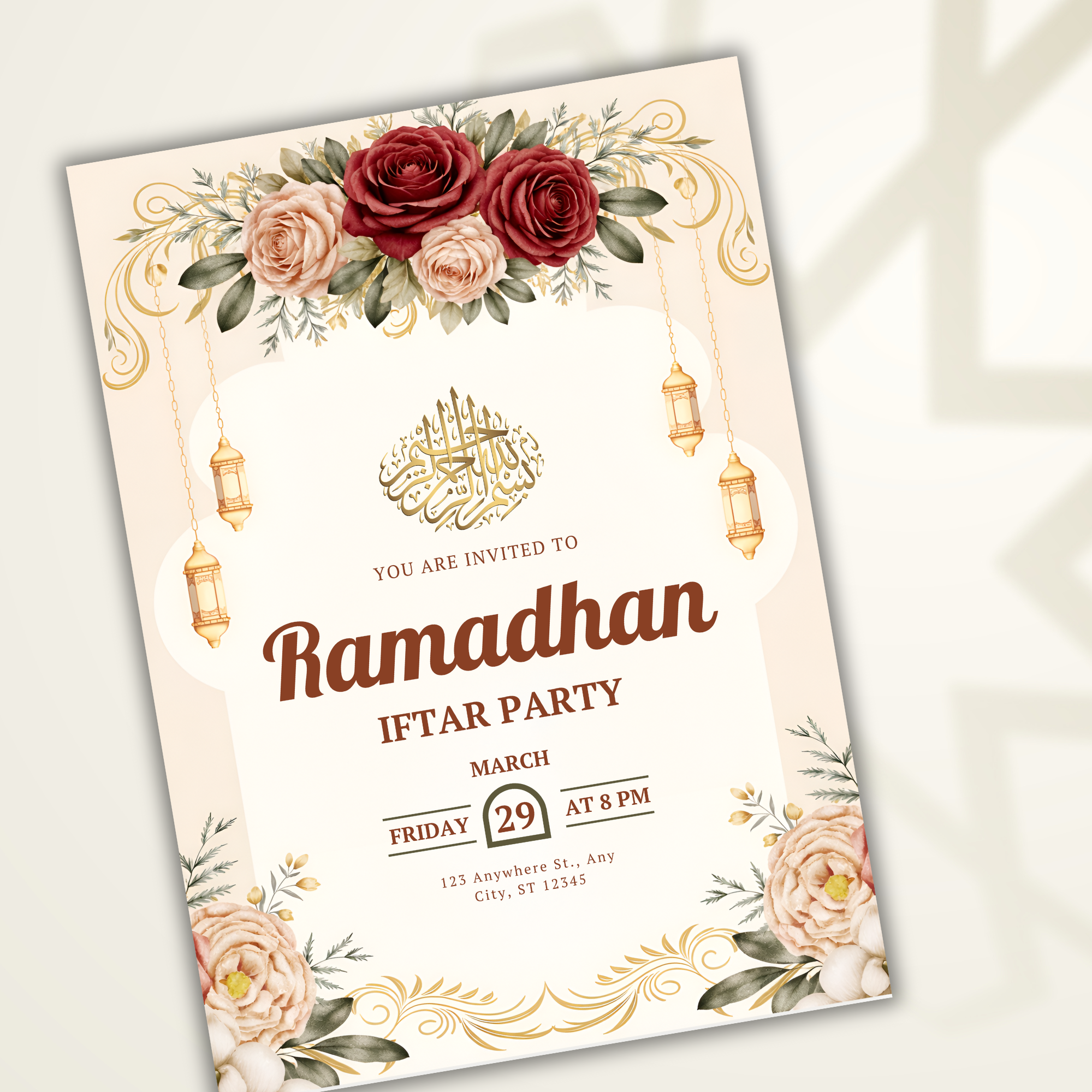 Ramadan Iftar Invitation | Elegant Floral Islamic Invite - Image 3