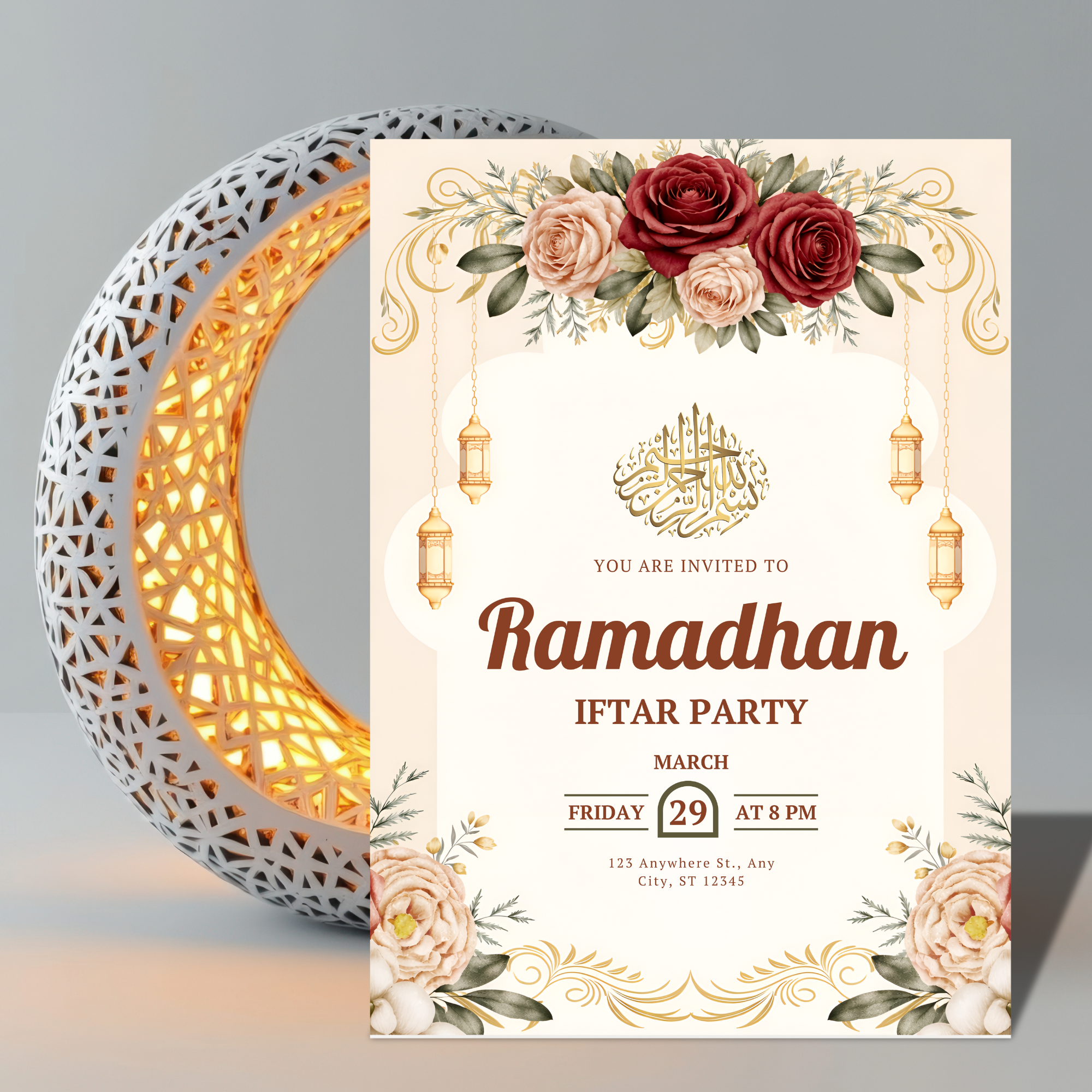 Ramadan Iftar Invitation | Elegant Floral Islamic Invite - Image 2