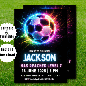 Soccer Birthday Invitation | Editable Kids Sports Party Invite