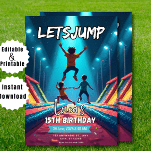 Jump Birthday Party Invitation | Editable Trampoline Invite
