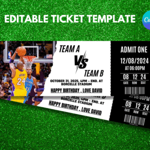 Editable Basketball Ticket Template