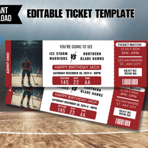 Editable Hockey Game Ticket