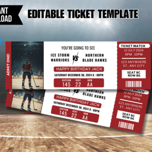 Editable Hockey Game Ticket