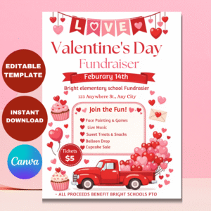 Valentine’s Day Fundraiser Flyer | Editable School Event