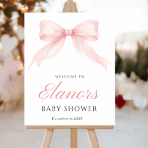 Pink Bow Baby Shower Welcome Sign