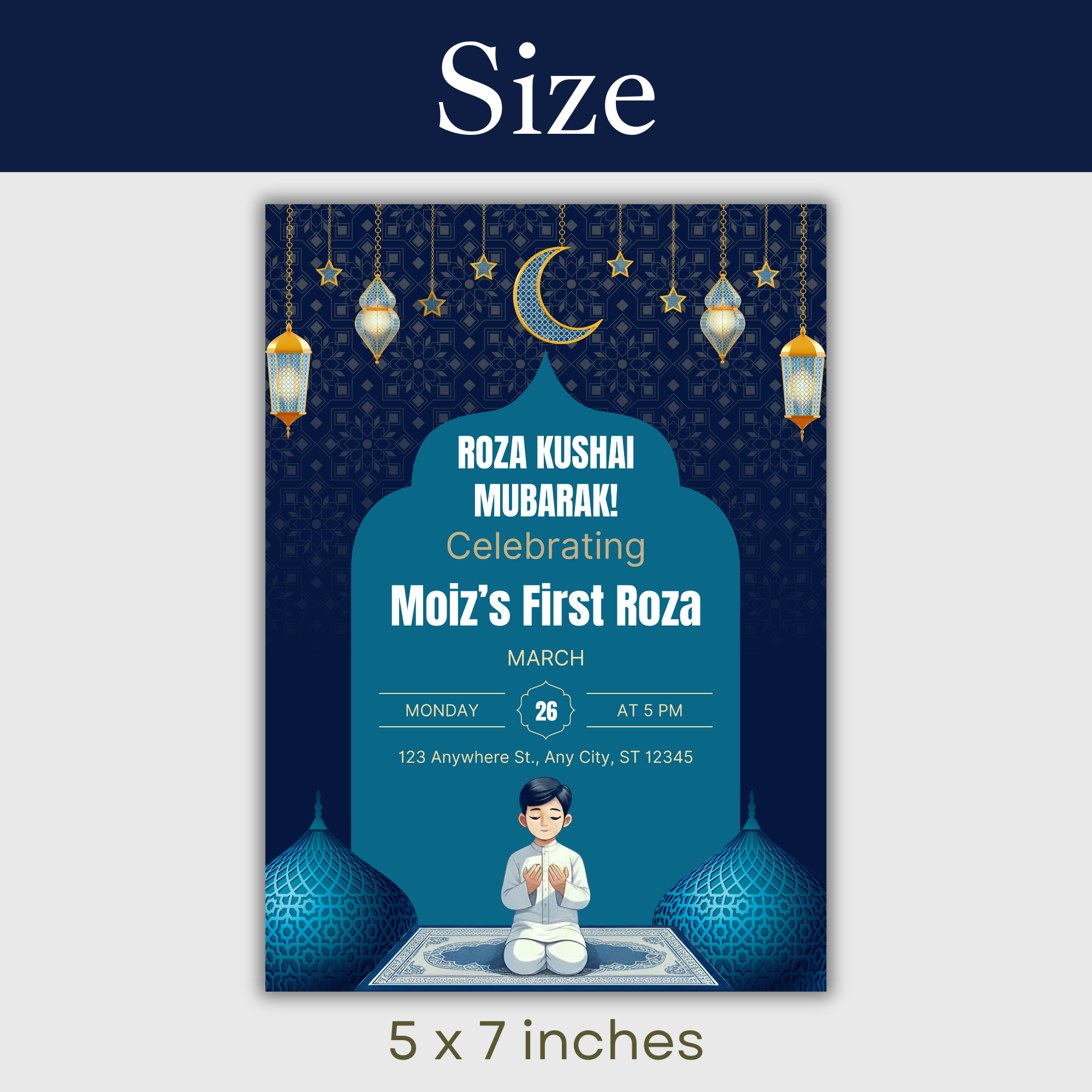 Roza Kushai Invitation for Boy | First Roza Ramadan Invite - Image 3