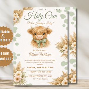 Highland Cow Baby Shower Invitation