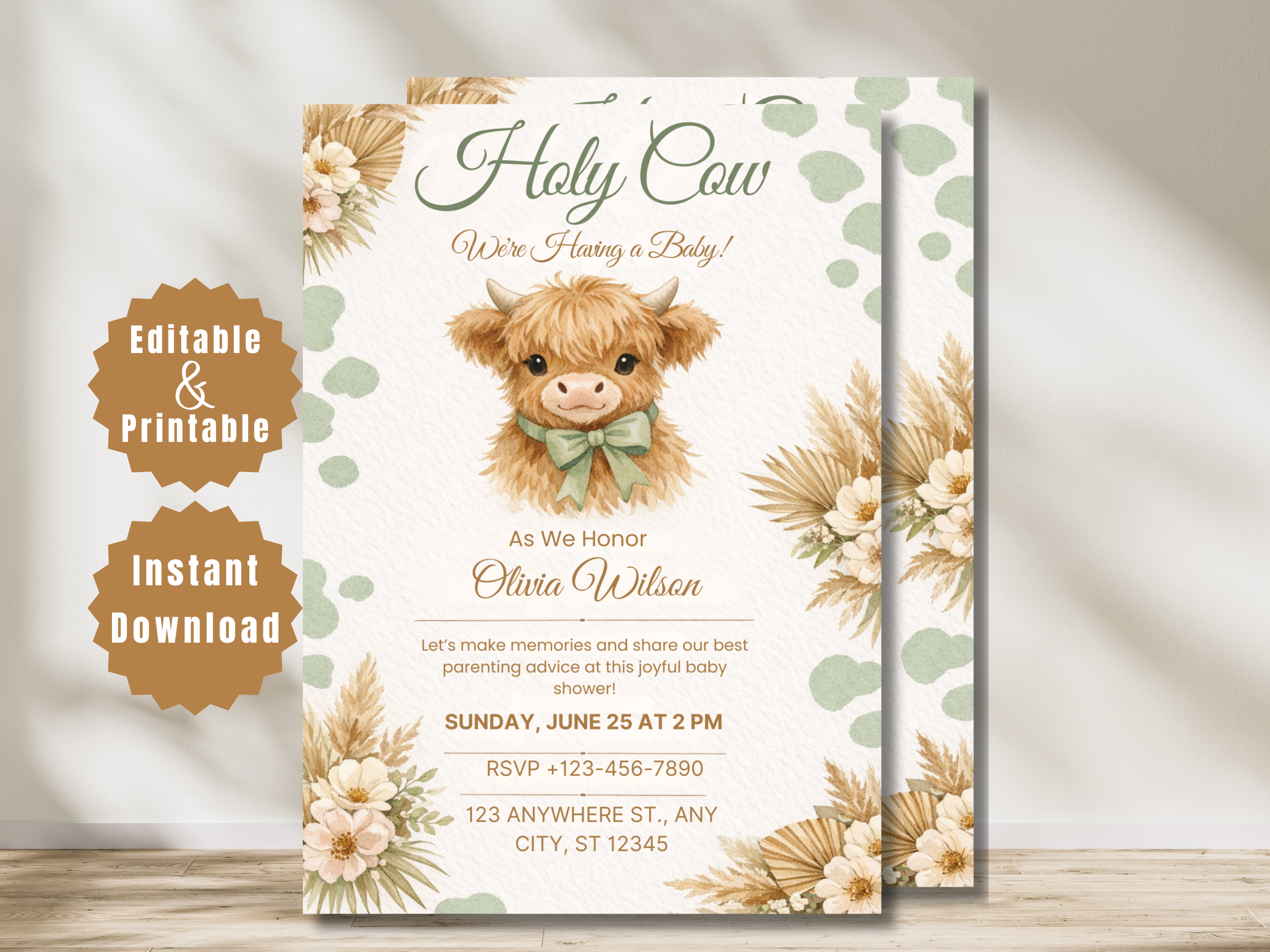 Highland Cow Baby Shower Invitation