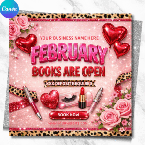 February Booking Flyer | Valentine’s Day Beauty Appointment Flyer