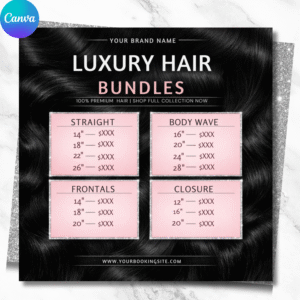 Hair Bundle Pricelist Template | Wig Sale & Appointment Flyer
