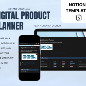 Digital Product Planner Notion Template for Etsy Sellers & Small Businesses