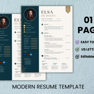 Modern resume template with photo for professionals