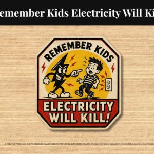 remember kids electricity will kill sticker
