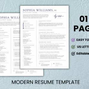 Nursing resume template Canva for registered nurses