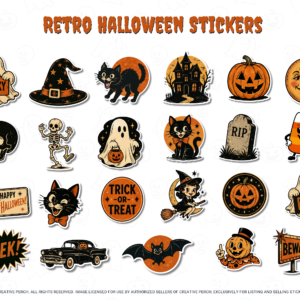 Retro vinyl Halloween stickers
