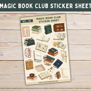 Magic Book Club 4x6 kiss cut sticker sheet with fantasy reading themed planner stickers