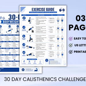30 Day Calisthenics Challenge printable workout tracker with daily bodyweight exercises