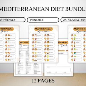Mediterranean Diet Bundle printable with meal planner and grocery list