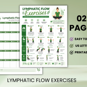 Lymphatic flow exercises printable with illustrated gentle movement guide