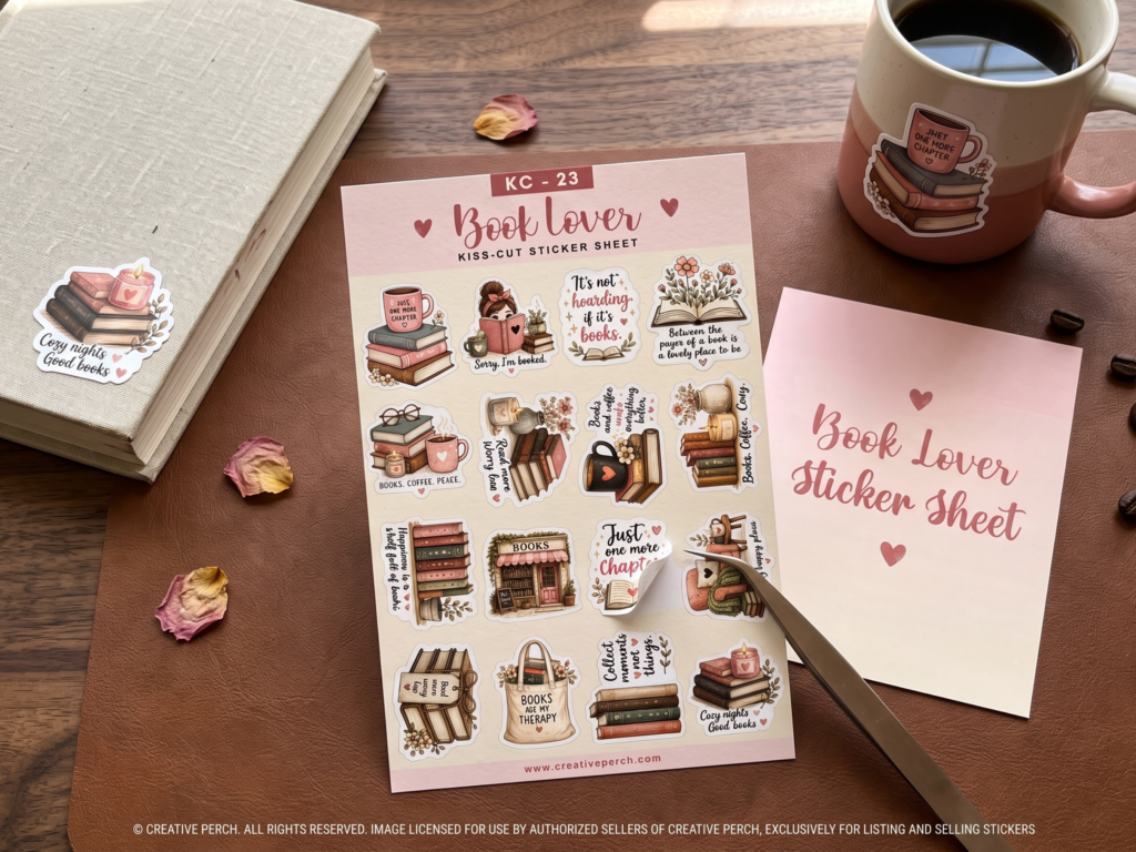 CreativePerch sticker sheet with colourful decorative designs for journaling and stationery
