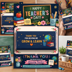 Teacher's Day chocolate bar wrapper and backing card teacher appreciation gift