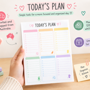 A4 pastel lists pad with six color-coded sections for organizing multiple to-do lists